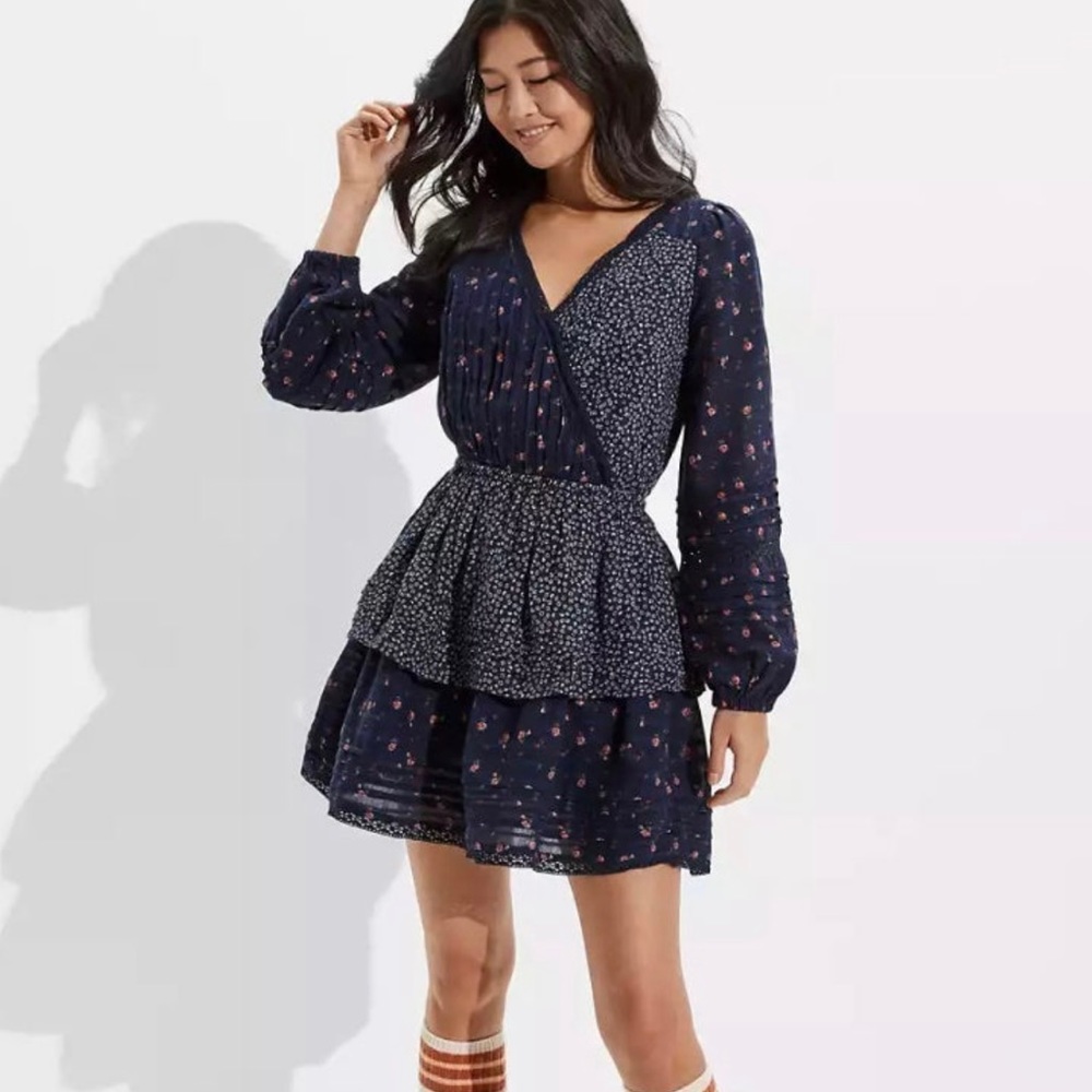 American Eagle floral Front wrap mimi dress/XL-New